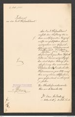 k.k. naturhistorisches Hofmuseum, Intendanzakten 1885-1896 (Hauer), Aktenzahl Z.656.a/1889, Seite 1